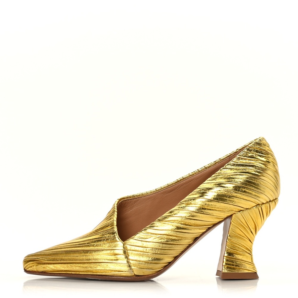 Bottega Veneta Gold Almond Metallic Bark Pumps - Picture 6 of 6